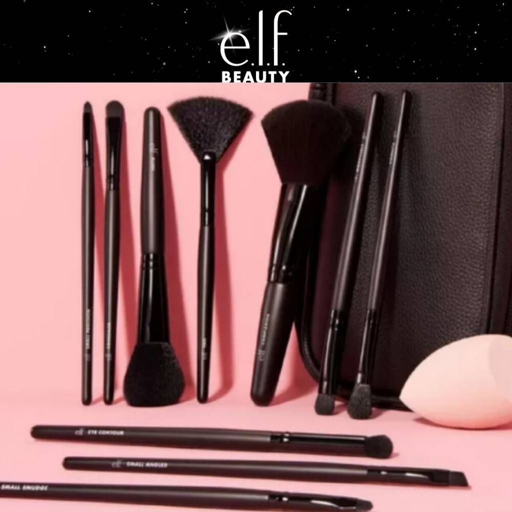 ELF Full Face &‎ Eye Makeup Brush Set w/Travel Case